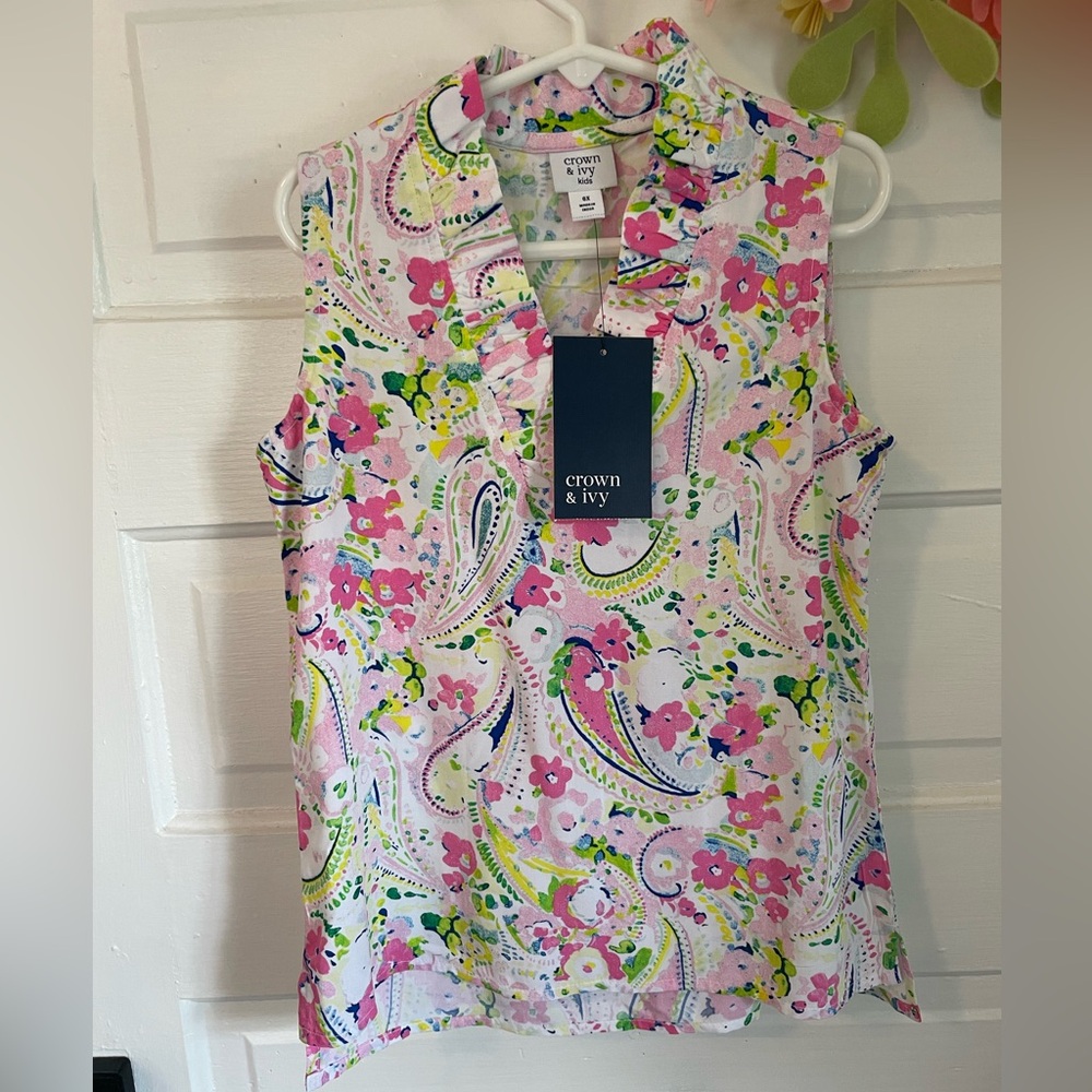 NWT Crown&Ivy kids Girls Floral Top